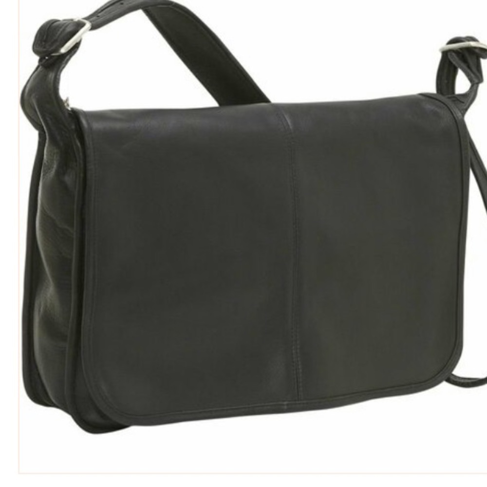 Le Donne black leather messenger bag - Picture 2 of 7